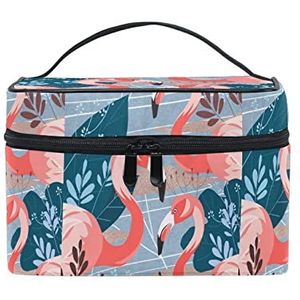 Schattig baby cadeau flamingo vogel make-up tas voor vrouwen cosmetische tassen toilettas trein koffer