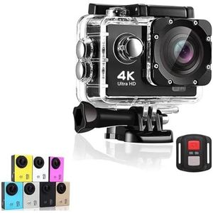 Actiecamera Professionele 4K Actie Camera Recorder 30FPS WiFi 2.0 Inch 30M Onderwater Waterdichte Helm Video-opname Cam Originele sport (Color : Black-Telecontrol, Size : With 64G Card)