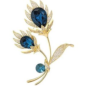 Koper Micro Ingelegd Blauw Water Drop Bloemen Vrouwen Sieraden Geschenken Kleding Accessoires 1Pcs, Eén maat, agaat