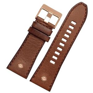 LUGEMA Horlogeband 28 Mm Echt Lederen Armband Compatibel Met Horlogeband Horlogeband DZ7193 DZ7214 DZ7311 DZ7312 DZ7313 Horlogeband (Color : Brown rosegold, Size : 26mm)