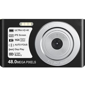 Time Lapse 48MP Compacte Digitale Camera 'S For Fotografie 16X Autofocus Slow Motion Loop Video-opname Camcorder 2.8 ""Scherm Heldere Gedetailleerde Beelden(128G SD Card,Black)