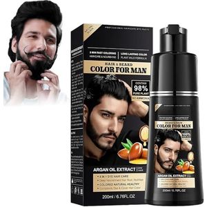 EHIOG Black Hair Dye Shampoo en zwarte haarverf, snelle werking, natuurlijke kleuring, 200 ml, voor witte haardekking voor mannen en vrouwen