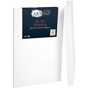 Artina FSC® Premium Canvas Schildersdoek – 3 Stuks – 40x60 cm Drievoudig Geprimerde Canvas van 100% Katoen op Stevige Frame Set van 3