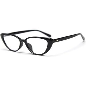 moomoobird Fashion Cat-Eye Bril montuur dames TR90 kleine bril heldere lens vintage dames, Zwart met helder