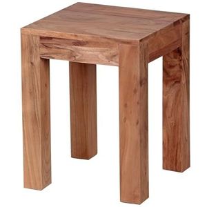 FineBuy Bijzettafel Massief Acacia-Hout 35 x 45 x 35 cm | Tafel Woonkamer Moderne | Tafelplein Houten Tafel