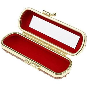 Lederen Lipstick Lipgloss Case Opbergdoos Balsem Houder met Spiegel Grijs, Grijs, Travel Size, als beschrijving
