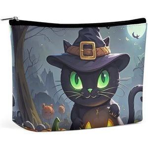 NKJJSTES Grote Capaciteit Kosmetische Zak Waterdichte Cosmetische Organisator Zeeotter Familie Cosmetische Accessoires Organizer voor Vrouwen/, Kat Halloween, Eén maat