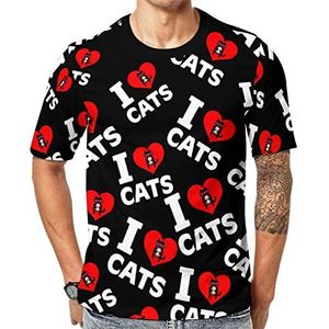 I Love Cats And Coffee Crew T-shirts voor heren T-shirt met korte mouwen casual atletische zomertops