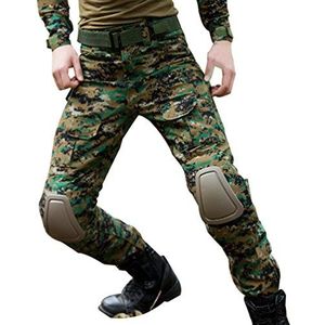 YuanDian Tactische camouflagebroek voor heren, militair, outdoor, meerdere zakken, ademend, waterdicht, legergevecht, camo, trekking, jagen, wandelen, kamperen, cargo, werkbroek, digitale jungle, 40