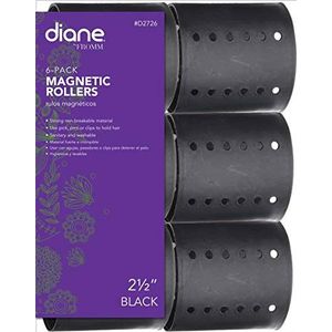Diane Magnetische haarrol, zwart, 6,5 cm (6,5 cm), sterk materiaal, onbreekbaar materiaal, krullen, permanent, houdt het haar op zijn plaats, perfect voor elke kapsel, hygiënisch, wasbaar