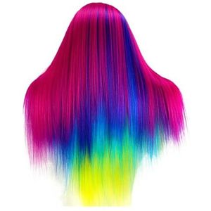 30 inch lange trainingskop for kapsels, 100% synthetisch haar met hoge temperatuur, mooie dummypophoofden for kappers(Violet)
