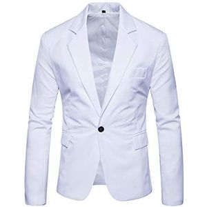 PRJN Heren Casual Pak Jassen Slim Fit Blazer Een Knop Past Jas Effen Casual Jas Tops Heren Blazer Enkele Breasted Slim Fit Pak Jas Mannen Pak Jas Mannen Slim Fit V-hals Pak, A-wit, M