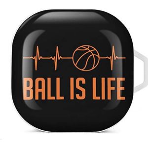 Ball Is Life Oordopjes Hoesje Compatibel met Samsung Hard Shell Beschermhoes Wit-Stijl