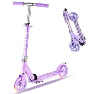 SUOTU Kinderstep met 145 mm Lichtgevende Wielen, Scooter voor 3-12 Jaar, Max stuurhoogte: 85 cm - tot 50 kg - Aluminium (Paars)
