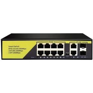 SAEVVCJWW 10-Port Poe Switch Gigabit Poe VLAN Netwerk Switch met SFP 10/100/1000Mbps (Kleur: 8 Poe 2 SFP Geel)