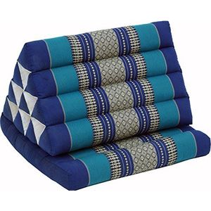 GURU SHOP Thais kussen, driehoekig kussen, kapok, dagbed met 1 kussen, blauw, 30 x 50 x 75 cm, Aziatisch zitkussen, ligmat, Thaise mat