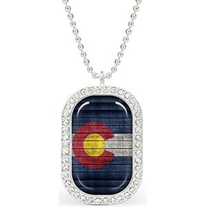 Colorado Vlag Patroon op Houten Nieuwigheid Ketting Gepersonaliseerde Ketting Print Patroon Hanger Met Ketting Zilver Goud Gift Voor Vrouwen Mannen