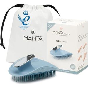 Manta Spiegel Anti-Breuk Haarborstel - Ontwarrende Borstel voor Reizen & Douche met Ingebouwde Spiegel, Natte & Droog Haarborstel voor Pro Ontwarren, Blauw