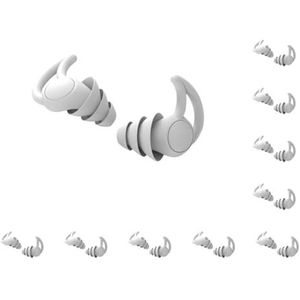 10 Set van Slapen Oordopjes Siliconen Oordopjes Ruisonderdrukking Herbruikbare Oordopjes voor Kantoor Thuis, Grijs, 3 Lagen, Premium Grijs, 3layer
