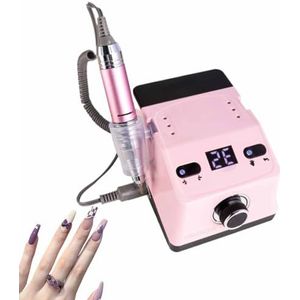 Roze,YXINHONGYUE LCD Display Electric Desktop Nail File, Low Noise Professional Nail Boor Machine Kit 35000 TPM krachtig voor manicure, pedicure, vormen, snijden