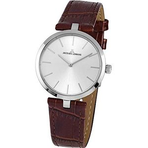 Jacques Lemans dames Milano 34mm bruin lederen band Quartz horloge 1-2024B