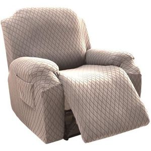 SJTYFC Stoelhoezen Voor Fauteuil Jacquard Fauteuilhoezen Niet-Slip Meubelbeschermer Met Zakken Strekken Zacht Dekking Voor Recliner Wasbaar Fauteuilhoes(1-seater,Taupe)