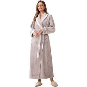Badjas Reis Fleece Koraal Fluwelen Badjas Pluche Unisex Warme Lange Badjas For De Winter Herfst Ochtendjas(G,XL)