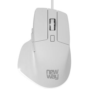 NEWWAY - Bekabelde verticale muis A7-1200/1800/2400/3200 DPI - Ergonomisch - Stil - Plug & Play - USB - Wit