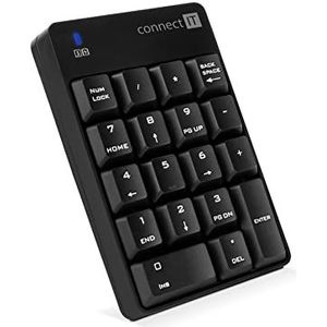 CONNECT IT NumCALC draadloos numerieke toetsenbord, (+ 1x AAA batterij gratis), zwart