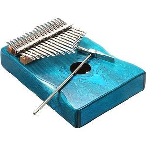 Draagbare piano duimpiano, 17 toetsen, 17 toetsen elandenduimpiano met hamer draagbaar muziekinstrument dromerige elanden blauwe kleur (Color : Blu)