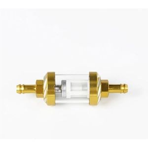 1 stuks 4-kleuren universeel motorfietsoliebrandstoffilter 1/4'' 6 mm glas motorfietsoliereiniger inline brandstofgasfilter(Gold)