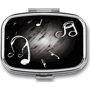 Muziek Notes Pillendoos Pil Organizer Pil Case 2 Compartiment Geneeskunde Pil Organizer Kleine Pil Case Pil Container Pillenhouder Leuke Pillendoos Mini Pillendoosje