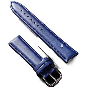 LUGEMA Lederen band 12/14/16/18/19/20/21/22/24mm, horlogeband van zacht materiaal, polshorlogebanden met zilverkleurige roestvrijstalen gesp (Color : Blue, Size : 12mm)