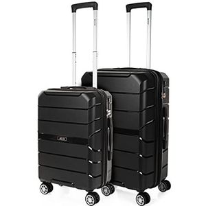 JASLEN - Koffer Set - Koffers Set - Stevige kofferset 3 stuks - Reiskoffer Set. Set van 3 Trolley koffers (Handbagage Koffer, Middelgrote koffer en Grote Koffer). Kofferset Delige. Lichtgewicht, Zwart