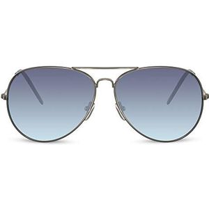 Cheapass Zonnebrillen Zilver Metalen Pilotenbril met Blauwe Gradiënt Lenzen UV400 beschermde Heren Dames