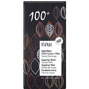 Vivani Superieure donkere 100% cacao + cacao-penpunten 80g (Pack van 10)