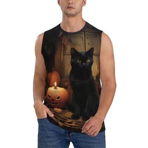 Zwarte Kat Heren Vesten Bodybuilding Atletische Zomer Workout Tank Top Mouwloos T-shirt Fitness Tank Running Gym Vest Sneldrogend, 3 D, XXL