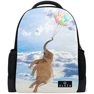 Mijn dagelijkse olifant vliegen met ballonnen rugzak 14 Inch Laptop Daypack Bookbag voor Travel College School