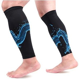 EZIOLY Water Dragon Sports Calf Compressie Mouwen Been Compressie Sokken Kalf Guard voor hardlopen, fietsen, moederschap, reizen, verpleegkundigen