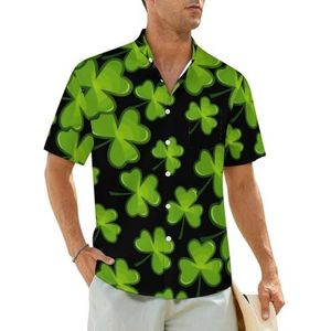 St Patricks Day Shamrock herenoverhemden korte mouwen strandshirt Hawaiiaans shirt casual zomer T-shirt M