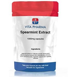 Spearmint Leaf Extract, 180 Capsules, 6 maanden levering, door vita pharma, UK geproduceerd
