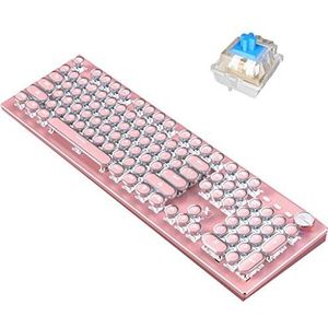 LED Wired Mechanical Gaming Toetsenbord, Metal Base, 104 Standard Keys, Galvanische Keycap Toetsenbord Mechanische Computer Toetsenbord For Windows/PC/MAC/Desktop Gamer (Color : Pink)