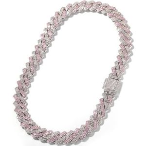 Europa en de Verenigde Staten hip-hop ba halsband sleutelbeen ketting ketting, mannen vrouwen en meisjes kostuum sieraden Geschikt voor hete meisjes ketting sieraden (Color : Pink_18inch)