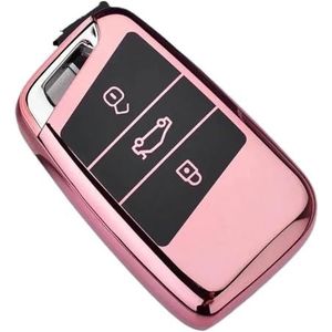 Sleutelbehuizing Voor Auto Afstandsbediening Sleutel Case Cover Soft TPU Houder Shell Fob Voor Magotan Voor Passat B8 Voor Superb A7 Accessoires Autosleutelhoesje(Pink)