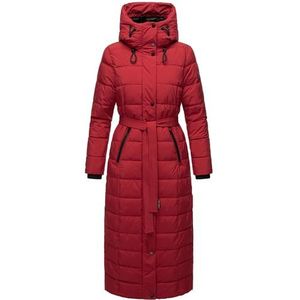 Navahoo dames winterjas warme gewatteerde jas lang met afneembare imitatie bontkraag The Part XIV XS-XXL, dark red, L
