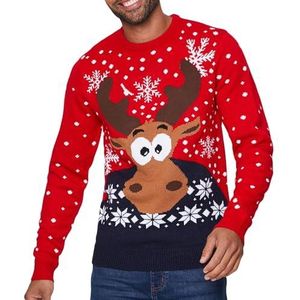 NOROZE Heren eland Merry Christmas Jumper Xmas Rendier Elf Football FC nieuwigheid pullover, Xmoose Rood, M
