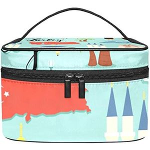 Reizen Make-up Cosmetische Case Opbergtas Toeristische Turkije Reizen Set Collectie Patroon Cosmetische Tas Draagbare Voor Meisjes Vrouwen, Meerkleurig, 22.5x15x13.8cm/8.9x5.9x5.4in