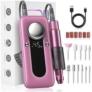 Elektrische nagelvijl, Elektrische nagelboormachine, 45000 RPM professionele Efile nagelboorkit, elektrische nagelvijl for acrylnagels Gelnagels voor zowel natuurlijke als kunstnagels (Color : Pink,