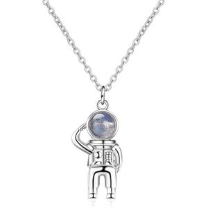 2020 Trendy 925 Sterling Zilveren Kettingen Compatibel Met Vrouwen Sieraden Creatieve Kristal Astronaut Hanger Ketting Unisex Collier