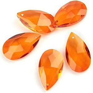 Kristallen kroonluchter prisma's kristallen kralen 38 mm kroonluchter prisma's gekleurde K9 kristallen traan druppel opknoping decoratie voor lamp decoratie sieraden maken (kleur: oranje rood)